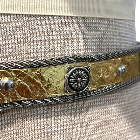 Size XS/S/M Genuine Snake Skin Vintage 90s Gold Women\'s Belt Cabochon Spring